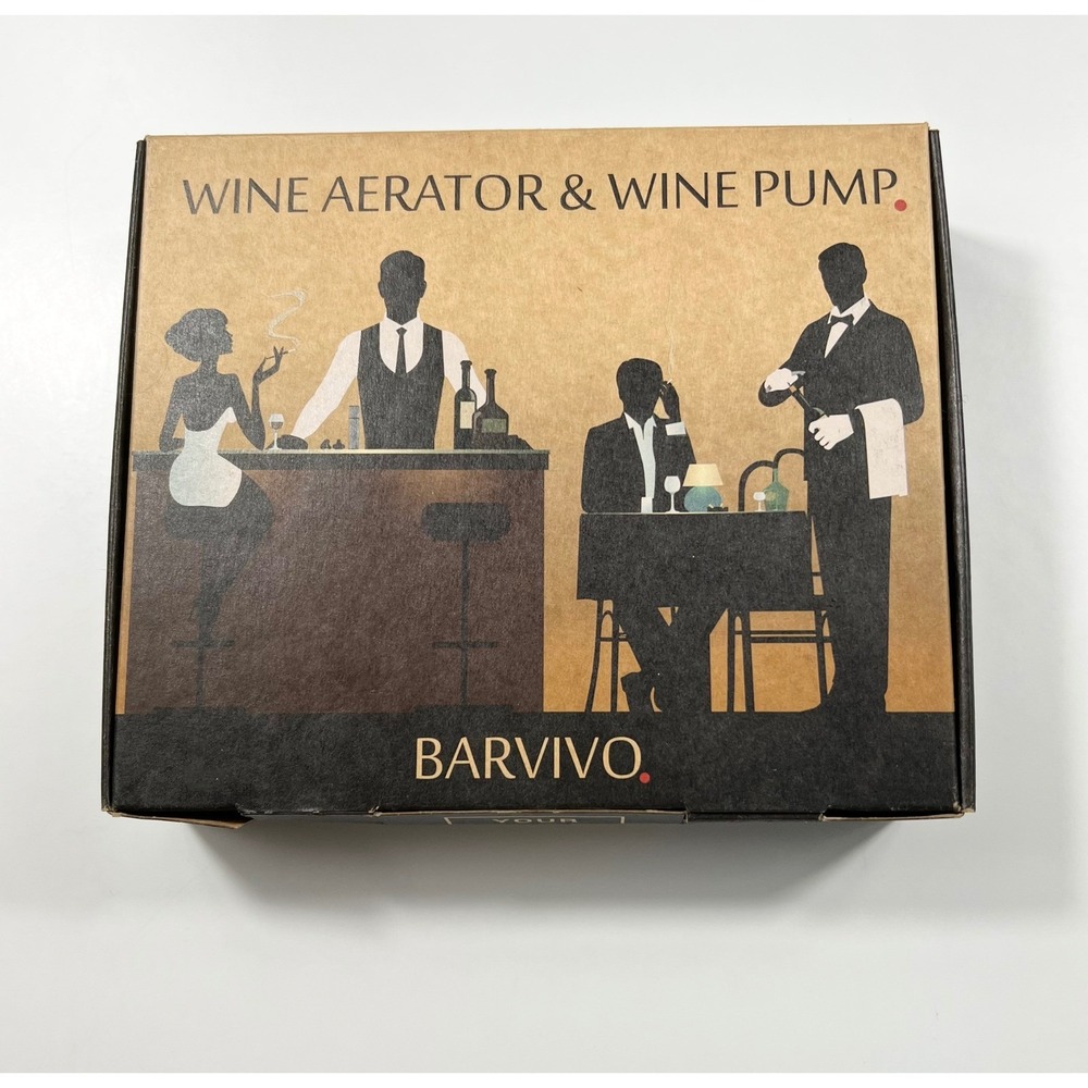 Barvivo Wine Aerator and Wine Pump Set Black Silver New In Box Barware
